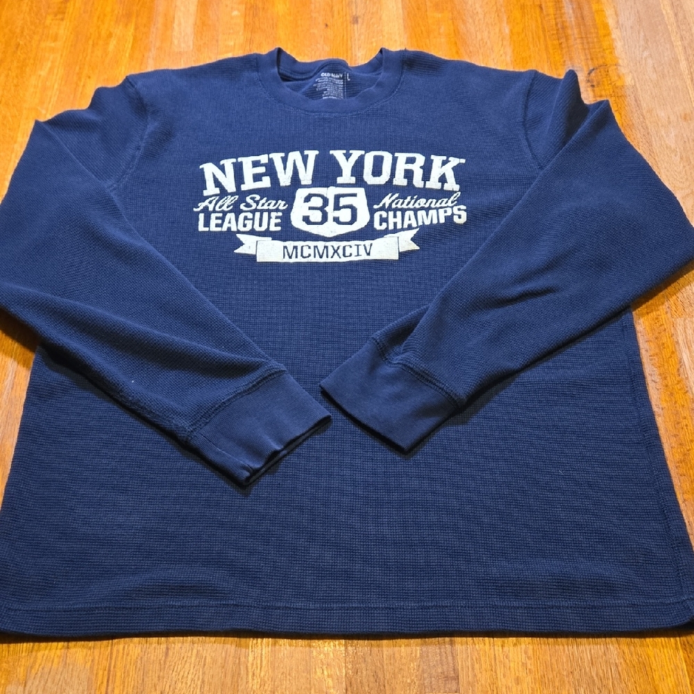 Old Navy Men Large‎ Navy Blue Thermal Crew Neck Long Sleeve Shirt